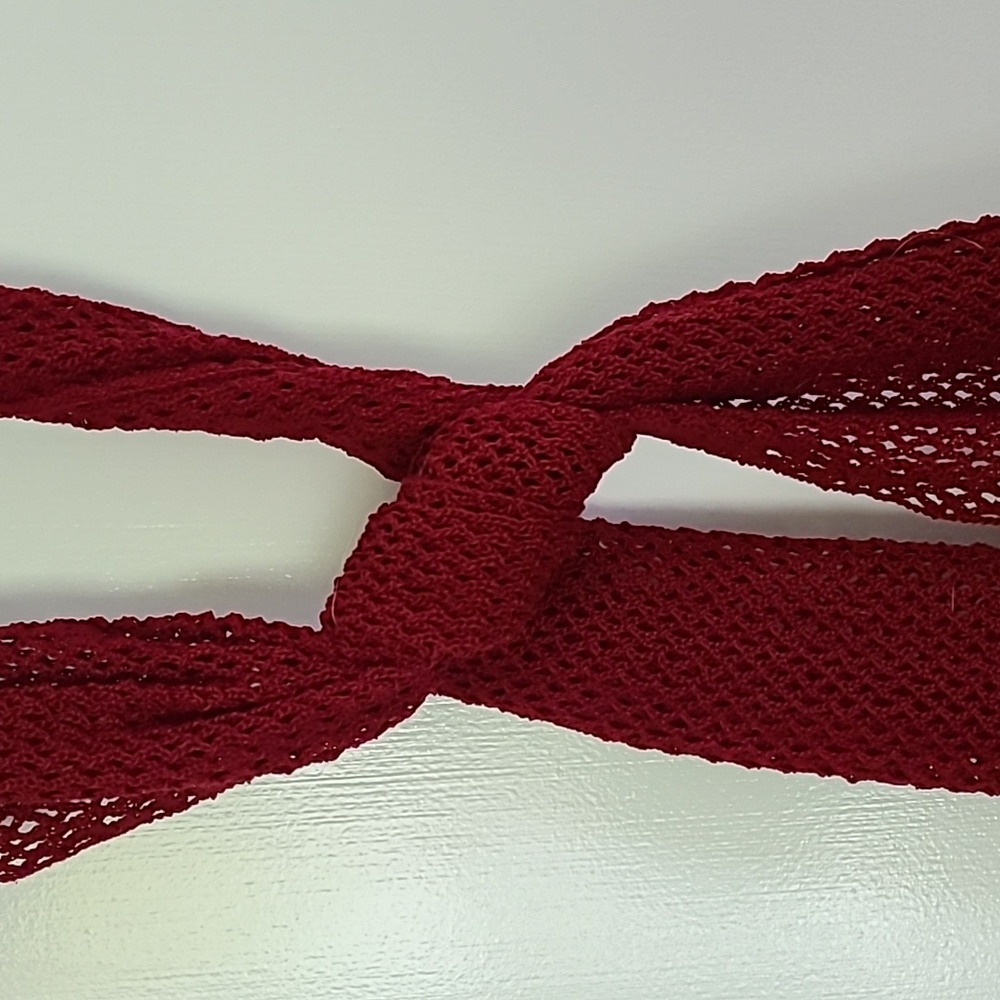 NWOT Hand Crafted crocheted scarf or shoulder wrap.  Burgandy. Approx.…